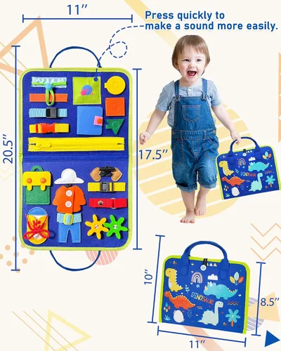 Vista 5 de Exorany Busy Board Juguetes Montessori para Niños Pequeños y Niñas Regalos de Cumpleaños, Juguetes Sensoriales para Niños Pequeños, Actividades
