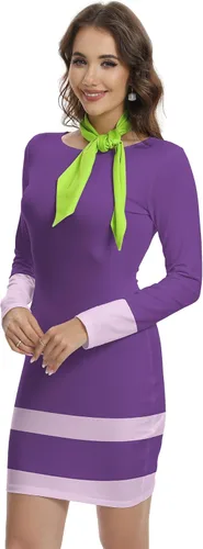 Vista 2 de TMSD Minivestido de disfraz de Halloween de manga larga para mujer con bufanda