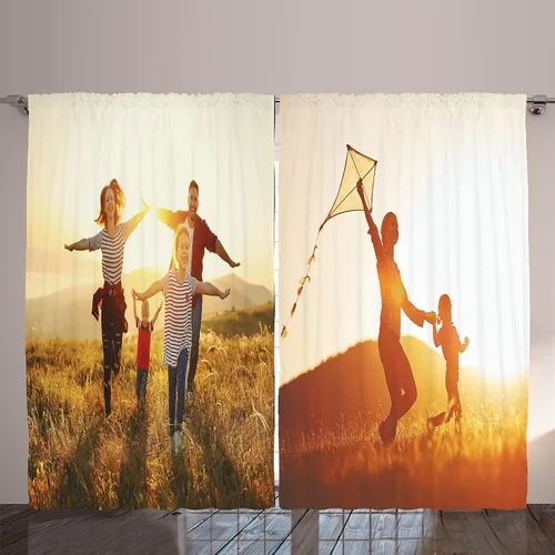Vista 6 de Ambesonne Cortinas personalizables con fotos, cortinas de ventana para sala de estar, dormitorio, 2 paneles, pieza de acento para todas