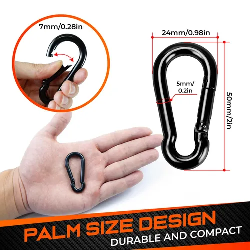 Vista 2 de PAMAZY 12 ganchos de resorte de 2 pulgadas, clip de gancho de utilidad, conector de cuerda resistente, ganchos de enlace rápido para interiores