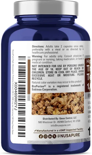 Vista 3 de NusaPure Tribulus Terrestris, 1000 mg, 120 cápsulas vegetales (sin OMG, vegano)