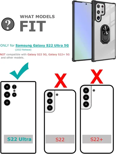 Vista 7 de Funda transparente con función atril para Samsung Galaxy S22 Ultra 5G, protección contra caídas para Galaxy S22 Ultra, parachoques flexible + parte