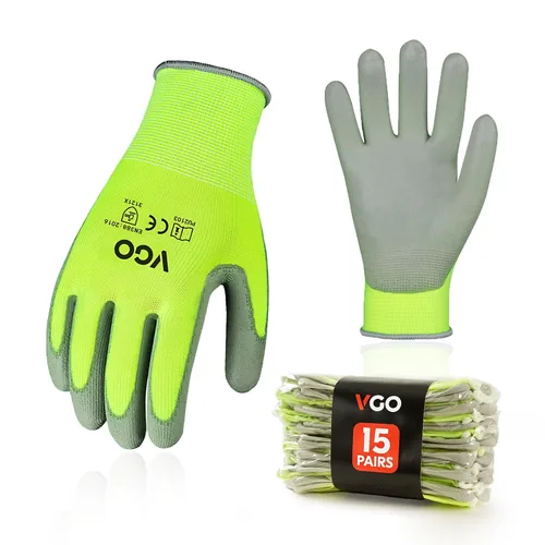 Vista 7 de VGO - 10 pares de guantes de trabajo de seguridad, guantes de jardinería, revestimiento de nitrilo antideslizante, guantes de inmersión