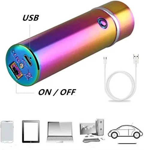 Vista 4 de Encendedor eléctrico de triple arco USB - Encendedor recargable sin llama a prueba de viento - Multicolor