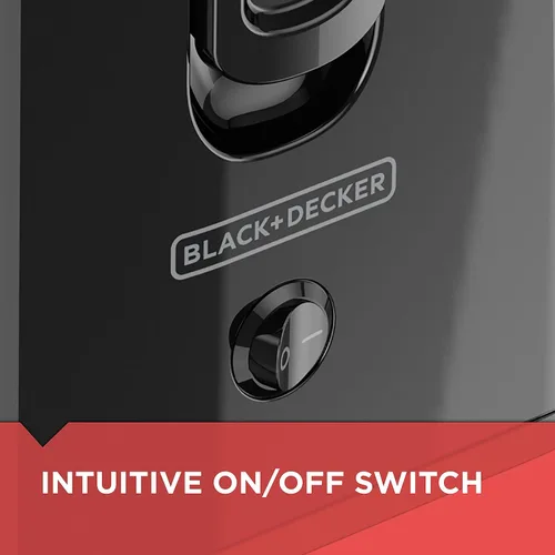 Vista 2 de BLACK+DECKER Extractor de jugo de frutas y verduras con diseño de ahorro de espacio, negro, 400 vatios
