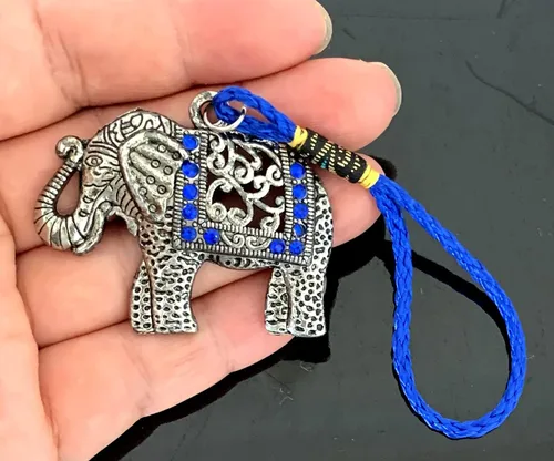 Vista 3 de Betterdecor Amuleto colgante de ojo malvado azul con elefante para protección -049
