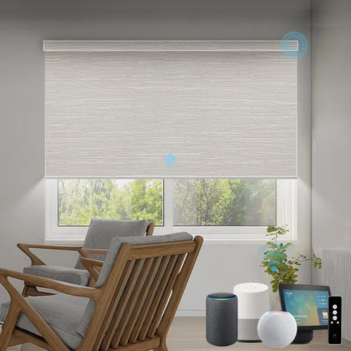 Vista 66 de SmartWings Persianas Motorizadas con Sombras para Ventana Control Remoto Funciona con Thread Apple Homekit Z-Wave Alexa 100% Blackout de Doble Cara