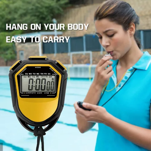 Vista 8 de mewmewcat Cronómetro impermeable digital LCD temporizador cronógrafo deportivo con correa para natación, correr, entrenamiento de fútbol, cronómetro
