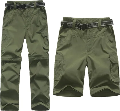 Vista 3 de Pantalones de senderismo convertibles para niños, ligeros, de secado rápido, con cremallera, para niños, jóvenes, exteriores, UPF 50+, pantalones