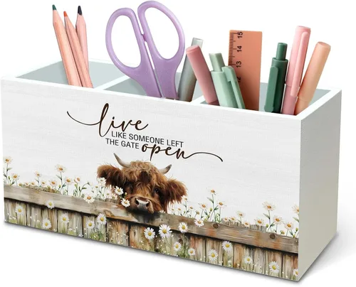 Vista 33 de DILSJ Organizador inspirador de 2 compartimentos para lápices, organizador para escritorio, amantes de los pollos regalos para mujeres, Live Like
