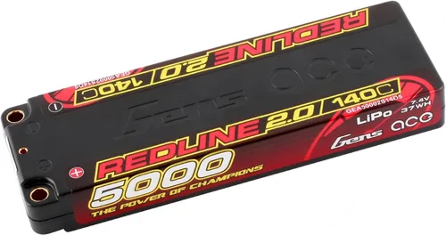 Vista 3 de Gens ace Redline 2.0 Series 5000mAh 2S 7.4V 140C HardCase 56# Batería Lipo con bala de 0.197 in (2 piezas)