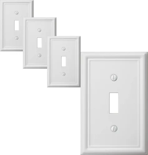 Vista 18 de OKAWYC Cubierta Individual de Interruptor de Luz en Blanco Luca Placa de Pared de Metal, Paquete de 4 Blanco 1 Gang, Cubierta de Interruptor de Luz