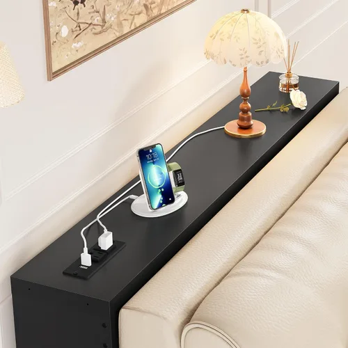 Vista 2 de FAVOOSTY Mesa de sofá de 39.4 pulgadas, mesa de consola estrecha y delgada para sala de estar, pasillo, entrada, mesa decorativa con almacenamiento
