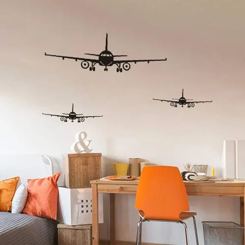 Vista 3 de 3 calcomanías de decoración de pared de avión, calcomanías de arte de pared extraíbles para bricolaje Decoración del hogar para sala de estar