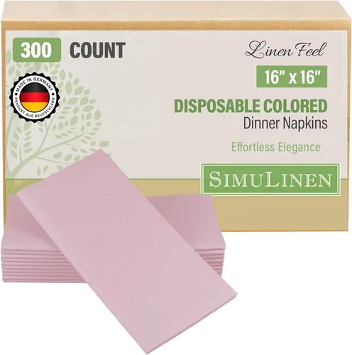 Vista 8 de SimuLinen Servilletas de Papel Desechables con Sensación de Lino Rosa Antiguo Rosa Empolvado – Servilletas de Cena de Boda Tipo Tela, Papel de Lujo