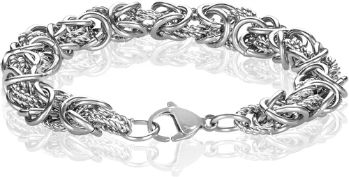 Vista 3 de ELYA Pulsera bizantina intrincada de acero inoxidable para mujer - 8", Acero inoxidable