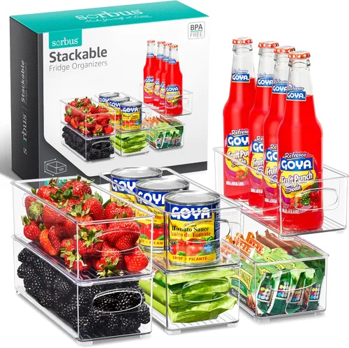 Vista 11 de Sorbus Contenedores organizadores apilables para refrigerador, contenedores de almacenamiento transparentes para despensa de cocina, congelador