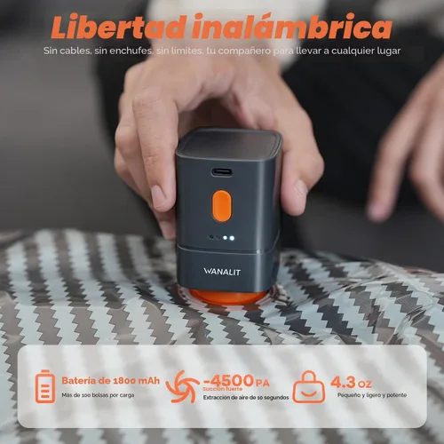 Vista 4 de Bolsas de vacío para viajes con bomba inalámbrica para equipaje o maleta Negro