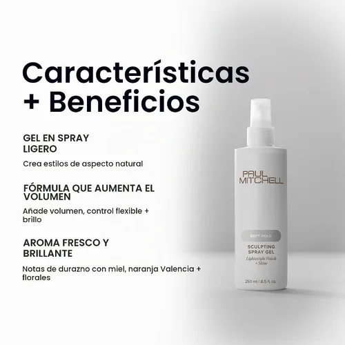 Vista 3 de Paul Mitchell Soft Sculpting Spray Gel, Natural Hold, Soft Finish, For All Hair Types