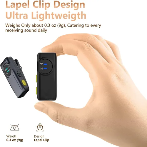 Vista 5 de MAYBESTA Micrófono Lavalier inalámbrico para iPhone y teléfono Android, micrófono de solapa Bluetooth para grabación de video con estuche de carga