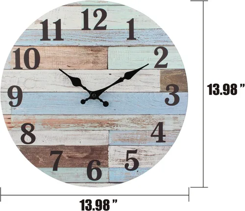Vista 5 de Stonebriar - Reloj de pared de madera rústica, funciona con pilas, decoración de pared clásica de granja para la cocina, sala, dormitorio u oficina