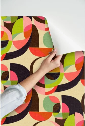 Vista 3 de Spoonflower Mid Century Modern Peel and Stick Removable Wallpaper Roll 24" x 144" Retro Nostalgic Earth Tones Geometric Self-adhesive