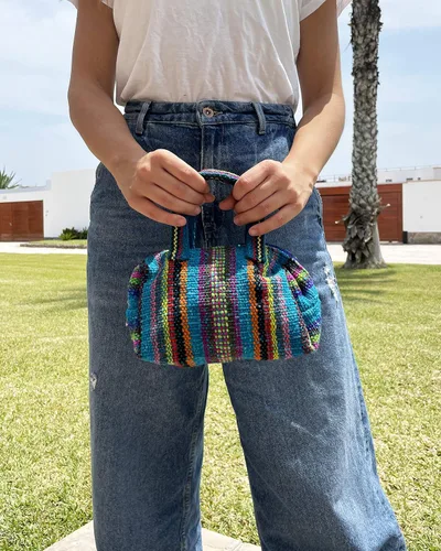 Vista 5 de Perú tejido hecho a mano bolsos de telar monedero