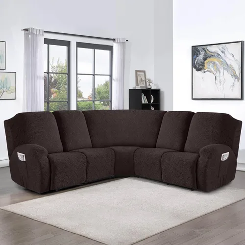 Vista 6 de Funda para silla reclinable sin brazos para sofá reclinable seccional en forma de L, funda elástica para asiento reclinable, funda de asiento