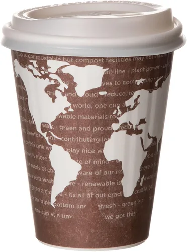Vista 6 de ECO PRODUCTS Tazas de café desechables aisladas compostables World Art 8 onzas, paquete de 40, vaso de papel caliente renovable de doble pared