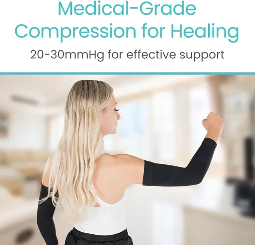 Vista 5 de Vive Manga de compresión de brazo para hombres, mujeres, 20-30 mmHg médica graduada con protección UV, para tendinitis, artritis