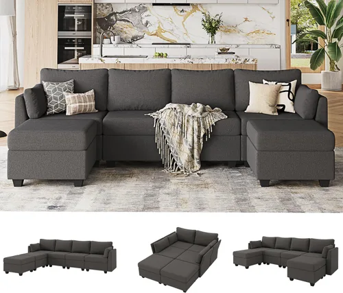 Vista 6 de Weture Módulo medio para sofá modular seccional, sofá seccional convertible, color beige