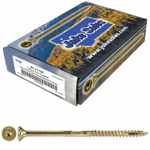 Vista 17 de 8 x 1 revestimiento exterior recubierto de bronce, tornillo de madera multiusos compatible con ACQ, cabeza plana Torx/Star Drive de 1 libra, 288