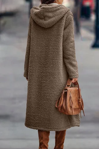 Vista 5 de Pretty Garden Abrigos de invierno para mujer, chaquetas largas con capucha de forro polar