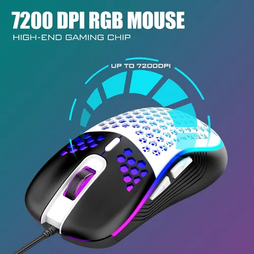 Vista 5 de RedThunder Combo de teclado y mouse 60% para juegos, mini teclado ultra compacto con retroiluminación RGB de 61 teclas, mouse óptico ligero de 7200
