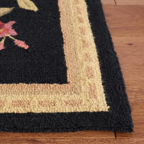 Vista 3 de SAFAVIEH Chelsea Collection - Alfombra decorativa de 1 pies 8 pulgadas x 2 pies 6 pulgadas, color negro, lana de campo francesa enganchada a mano