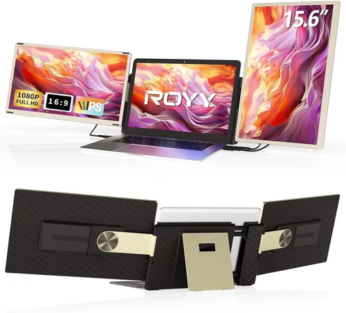 Vista 16 de Extensor de pantalla para laptop, monitor de computadora portátil FHD 1080P IPS de 14 pulgadas para portátiles, monitor de viaje de doble pantalla