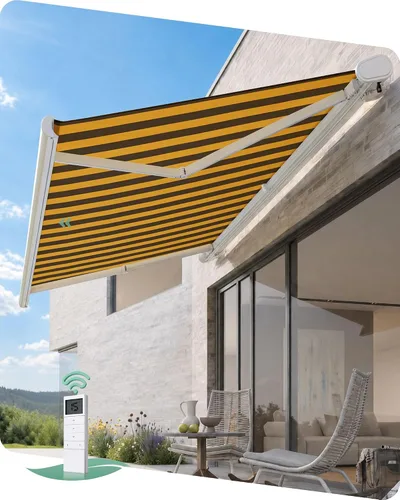 Vista 11 de Yoolax 12' x 8.2' Motorized Retractable Awning for Patio with Solar Powered Beige