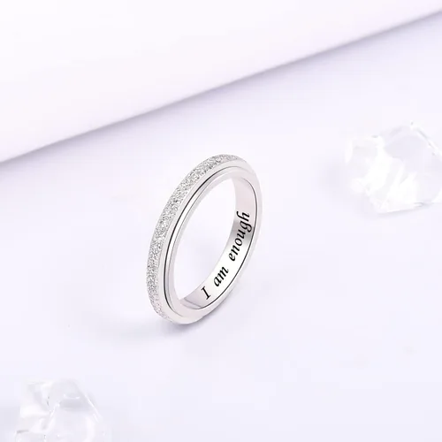 Vista 14 de Sterling Silver Spinner Fidget Ring Anti Anxiety Worry Relieving Boredom ADHD Autism Band Ring for Women Men