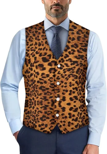 Vista 23 de TODIYADDU Chaleco de cuello en V para hombre, chaquetas de traje sin mangas Maple Leaf