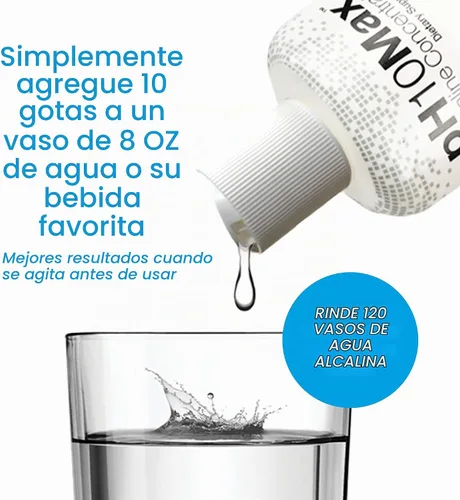 Vista 4 de Gotas de agua alcalina de pH, sin sabor, 2 onzas líquidas