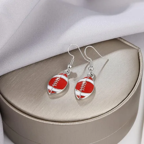 Vista 4 de Aretes colgantes de pelota deportiva, aretes de fútbol, aretes de baloncesto, aretes de fútbol, voleibol, béisbol, aretes para mujeres
