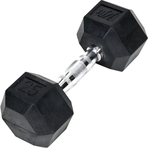 Vista 12 de JFIT Rubber Hex Dumbbell Single, Knurled Grip Free Weight for Men & Women, Strength & Cardio Training Home Gym Workout