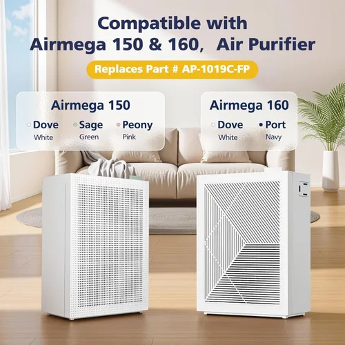 Vista 2 de 2 juegos de filtros de repuesto para Coway Airmega 150(W) 150(K) purificador de aire, 2 filtros HEPA y 8 filtros de carbono activo, AP-1019C-FP
