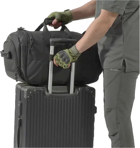 Vista 3 de APRlLBAY - Bolsa de lona militar de gran capacidad de 43 litros, bolsa táctica de gimnasiofin de semana para hombres y mujeres (negro azabache)