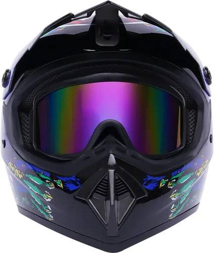 Vista 6 de Cascos universales para motocicleta, casco combinado con guantes, gafas DOT para adultos/niños, motocross, todoterreno, carreras, ATV, motocross, 1#