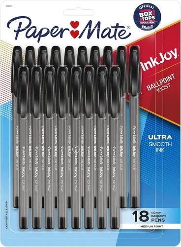 Vista 4 de Paper Mate InkJoy 100ST Bolígrafos de Punta de Bola, Punta Media (1.0mm), Negro, Paquete de 18
