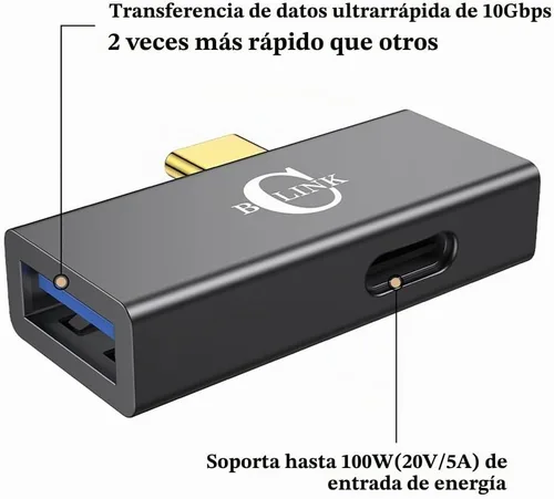 Vista 3 de BCLINK - Adaptador USB C a USB 3.1 2 en 1 con puerto de carga de 100 W, convertidor Thunderbolt 4/3 OTG para Meta Quest 2, iPhone 15, MacBook, iMac