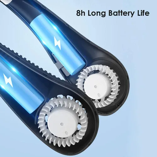 Vista 7 de Mini ventilador portátil USB para colgar en el cuello, ventilador de enfriamiento silencioso ventilador de luz portátil USB recargable ventiladores