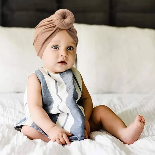 Vista 2 de DRESHOW BQUBO Baby Turban Hats Turban Bun Knot Baby Infant Beanie Baby Girl Soft Cute Toddler Cap