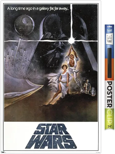 Vista 16 de Star Wars: A New Hope - One Sheet B (No Billing Block) Wall Poster, 34L" x 22.4W", Gold Framed Version Versión con marco dorado